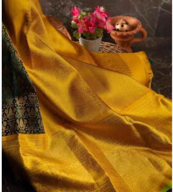 Yellow_Woven_Kanjivaram_Silk_Saree_with_Saree_Cover